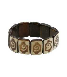 PULSERA HUESO CREMA-TOSTADO ELÁSTICA 1 ESPIRAL