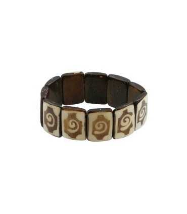 PULSERA HUESO CREMA-TOSTADO ELÁSTICA 1 ESPIRAL