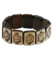 PULSERA HUESO CREMA-TOSTADO ELÁSTICA 1 ESPIRAL