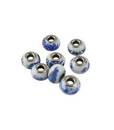 CUENTAS PORCELANA NÚCLEO METÁLICO 3 UD MIX AZUL