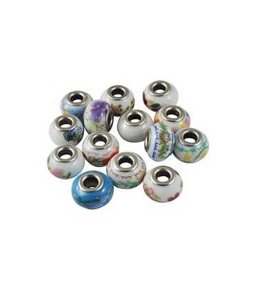 CUENTAS PORCELANA NÚCLEO METÁLICO 3 UD MIX COLORES