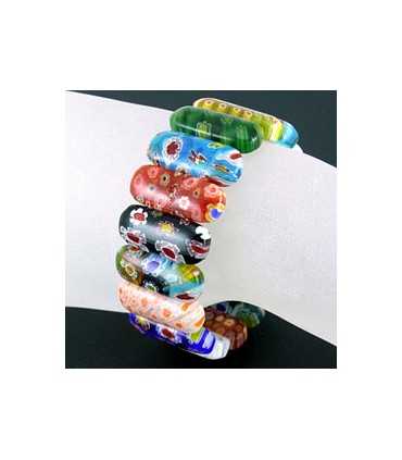 PULSERA CRISTAL ARTESANAL MILLEFIORI HILO ELÁSTICO