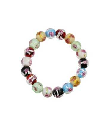 PULSERA CRISTAL ARTESANAL FLORES HILO ELÁSTICO