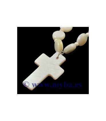 COLLAR  CON CRUZ DE NÁCAR RIVER 40 CM