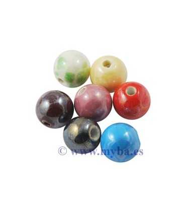 BOLAS PORCELANA 12 MM AGUJ 2 MM MIX PERLADO 5 UD