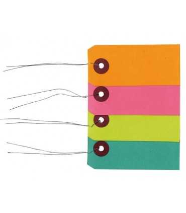 ETIQUETAS PAPEL FLÚOR 5,5x3 CM HILO ALAMBRE 40 UD