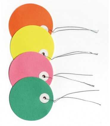 ETIQUETAS PAPEL CÍRCULOS 5 CM HILO ALAMBRE 40 UD