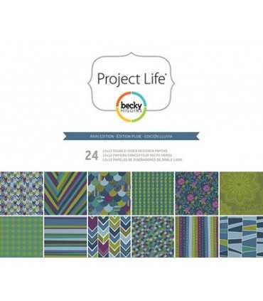 PAPEL SCRAP 2 CARAS PROJECT LIFE 24 HOJAS RAIN