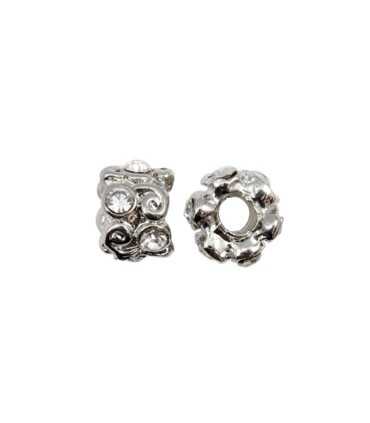 RONDEL 12x8 MM AGUJERO 4 MM COLOR PLATINO 1 UNIDAD