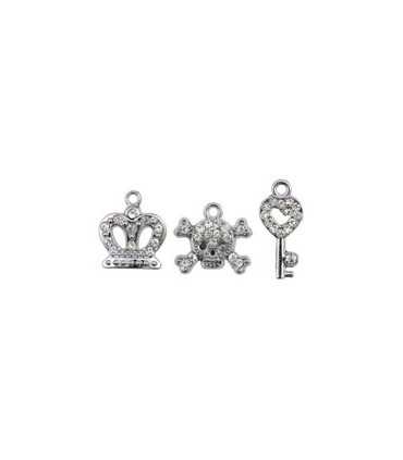 COLGANTES STRASS CORONA CALAVERA LLAVE 18 MM