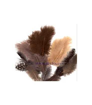PLUMAS MARABÚ Y PINTADA MIX TIERRA 18 UD
