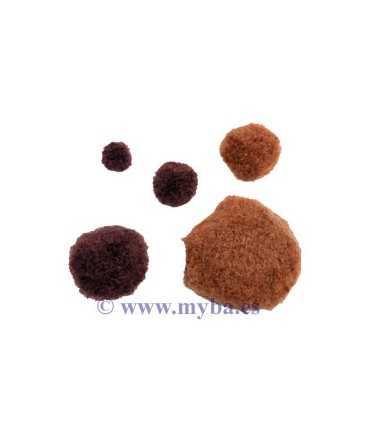 POMPONES MARRÓN MIX TAMAÑOS 10 A 40 MM 50 UD