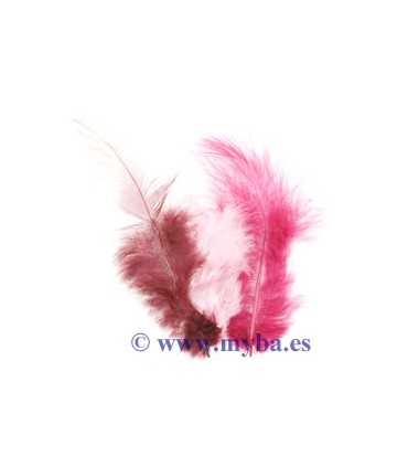 PLUMAS TEÑIDAS MIX VINO 9-15 CM 15 UNIDADES