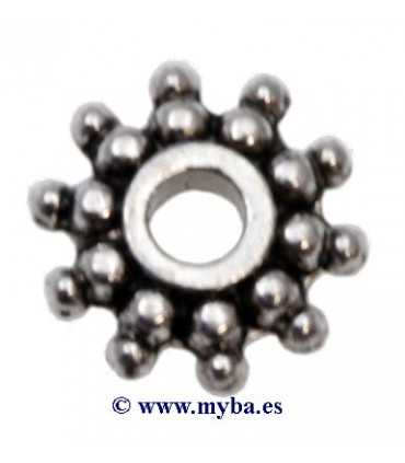 SEPARADOR FLOR 9 mm PLATA ANTIGUA 12 UNIDADES