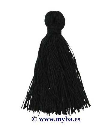 BORLA O POMPÓN DE HILO NEGRO 3 CM 3 UNIDADES