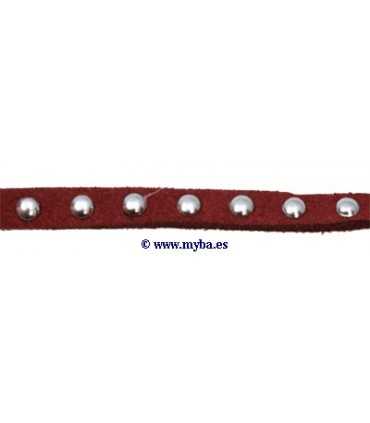 TIRETA ANTE ROJO VINO 5 MM CON TACHUELAS x 1 METRO