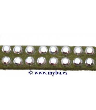 CINTA ANTE 5 MM 2 FILAS TACHUELAS VERDE 1 METRO