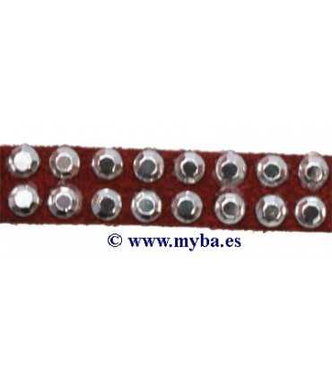 CINTA ANTE 5 MM 2 FILAS TACHUELAS VINO 1 METRO