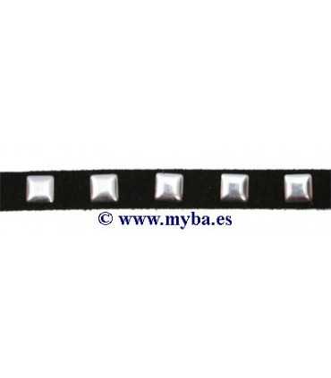 TIRETA ANTE NEGRO 7 MM CON TACHUELAS x 1 METRO