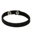 PULSERA ANTE Y STRASS 4 FILAS NEGRO 10 MM x 21 CM