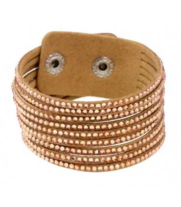 PULSERA ANTE Y STRASS 9 FILAS NATURAL 27 MMx 22 CM