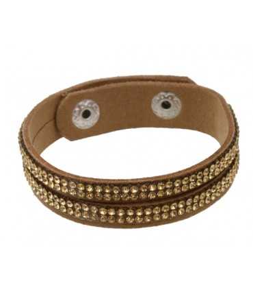 PULSERA ANTE Y STRASS 4 FILAS NATURAL 12 MMx 21 CM