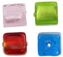 CUBOS 10 MM CRISTAL FOILED AGUJERO 1,5 MM 5 UD : color:Mix