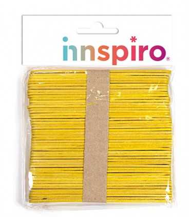 PALOS DE MADERA TEÑIDOS AMARILLO 114x10x2 MM 50 UD