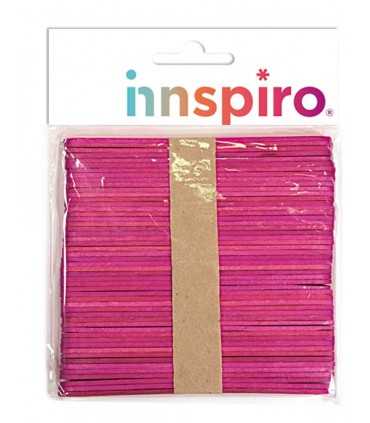 PALOS DE MADERA TEÑIDOS ROSA 114x10x2 MM 50 UD