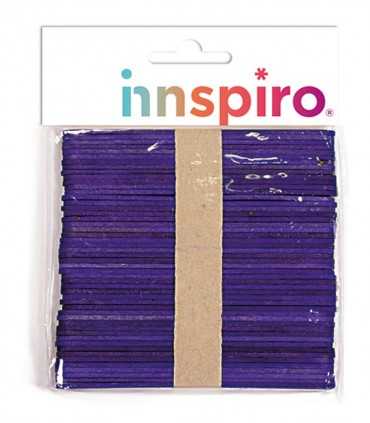 PALOS DE MADERA TEÑIDOS LILA 114x10x2 MM 50 UNID