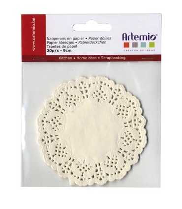 TAPETE CÍRCULO PAPEL BLANCO ARTEMIO 9 CM 20 UD