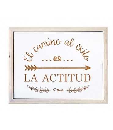 MARCO MADERA TABLERO LACADO FRASE ACTITUD