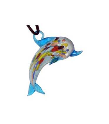 DELFÍN CRISTAL SILVER FOIL AZUL CLARO 70x34 MM