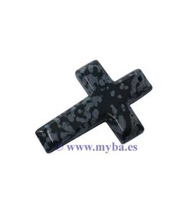 CRUZ PIEDRA OBSIDIANA SNOWFLAKE 33x46x6 MM