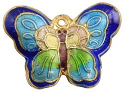 MARIPOSA CLOISONNE 24x17x5 MM CON ANILLA 1 UD : color:Azul