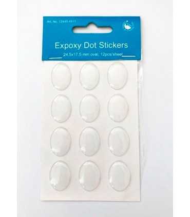 EPOXY DOT STICKERS OVAL 25x18 MM 12 UNIDADES