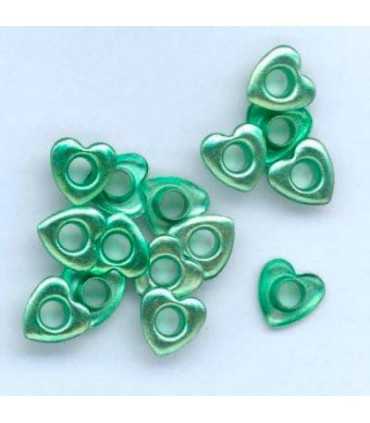 OJALES CORAZÓN 10 MM VERDE 15 UNIDADES