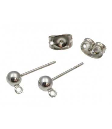 PENDIENTES BOLA 4,5 MM CON ANILLA Y TRASERAS 2 UD