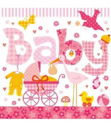 SERVILLETAS AMBIENTE 33x33cm 20 UD BEBÉ ROSA