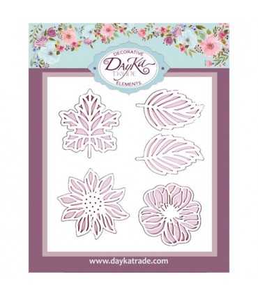 SILUETAS CARTÓN SET HOJAS Y FLORES VARIAS