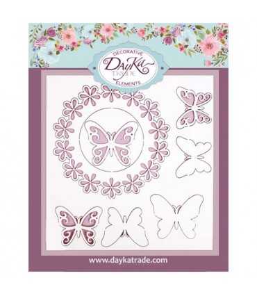 SILUETAS CARTÓN SET MARIPOSAS FLORES ÓVALO