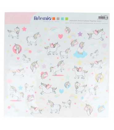 PEGATINAS ARTEMIO HOJA 30X30 CM RAINBOW UNICORNIOS