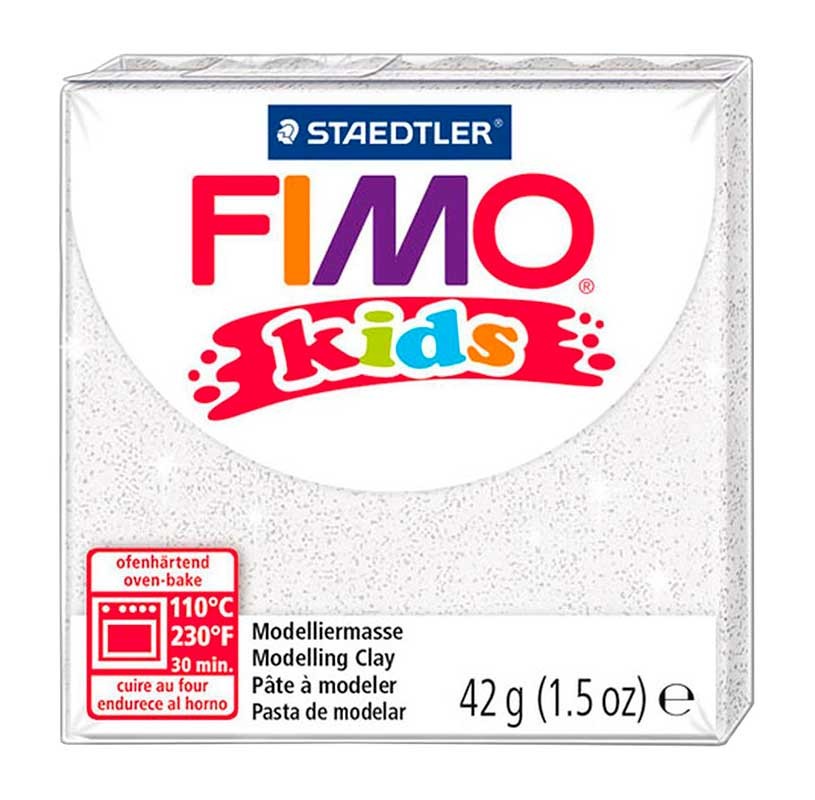 FIMO KIDS STAEDTLER PASTILLA DE 42 GRAMOS : FIMO KIDS:052 BLANCO GLITTER