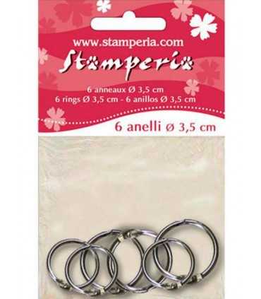 ANILLAS PLATEADAS STAMPERIA MIX TAMAÑO 6 UNIDADES