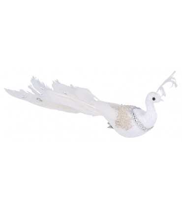 PAVO REAL BLANCO CON PINZA 30 x 6 x 10 CM ARTEMIO