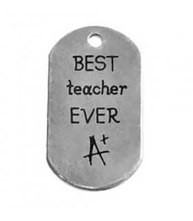 PLACA COLGANTE LATÓN BEST TEACHER EVER 20x37 MM