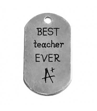 PLACA COLGANTE LATÓN BEST TEACHER EVER 20x37 MM