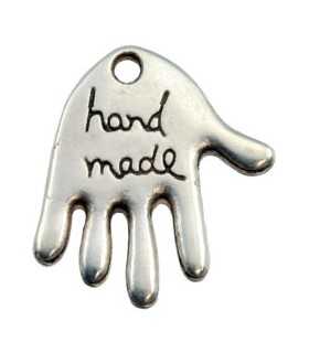 COLGANTE ZAMAK MANO HANDMADE 17x20x2 MM 4 UNIDADES