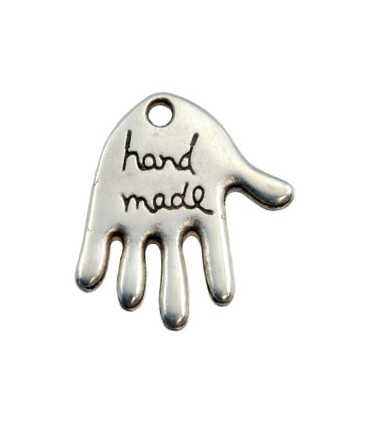 COLGANTE ZAMAK MANO HANDMADE 17x20x2 MM 4 UNIDADES