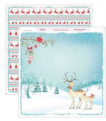 PAPEL SCRAP 2 CARAS 30,5x30,5 CM RENOS NAVIDAD